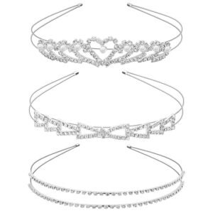 3 Pack Double Layer Rhinestone Headbands for Women, Crystal Headband